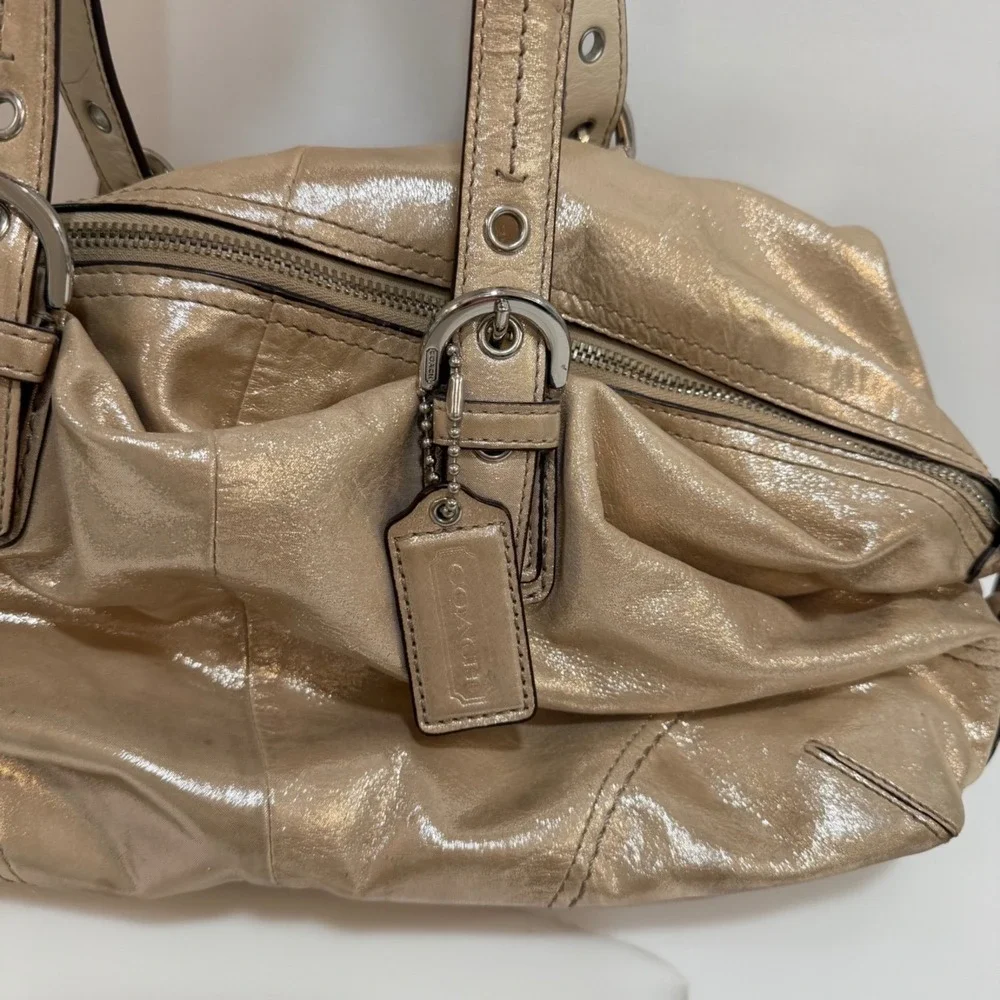 VTG Coach F17220 Soho Metallic Champagne Leather Satchel Shoulder Bag